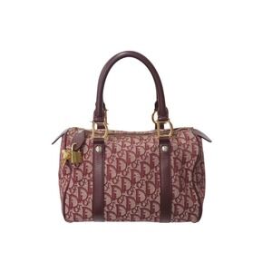 Christian Dior Speedy Boston Trotter Handbag Red Jacquard
